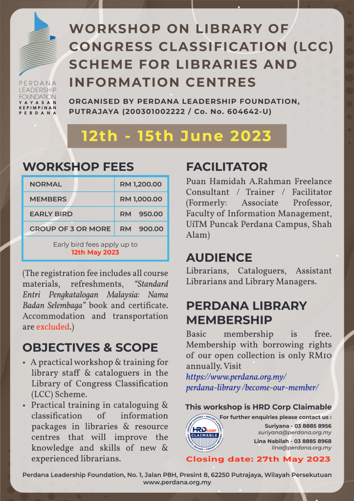 Library Of Congress Classification Lcc Workshop Perdana Leadership